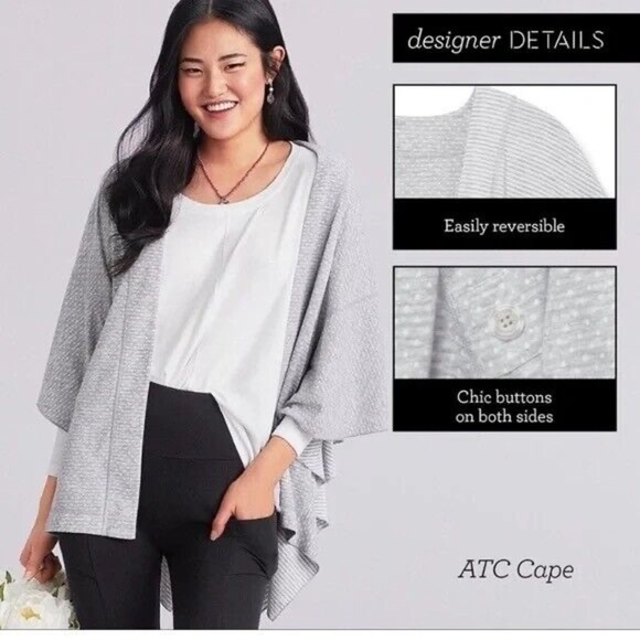 Cabi Atc Reversible Polka Dot Stripe Cape Cardigan Sz XS/S - Picture 12 of 12